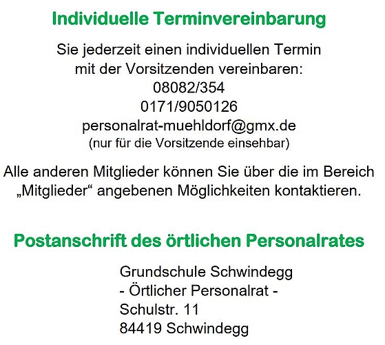 Postanschrift des Personalrats